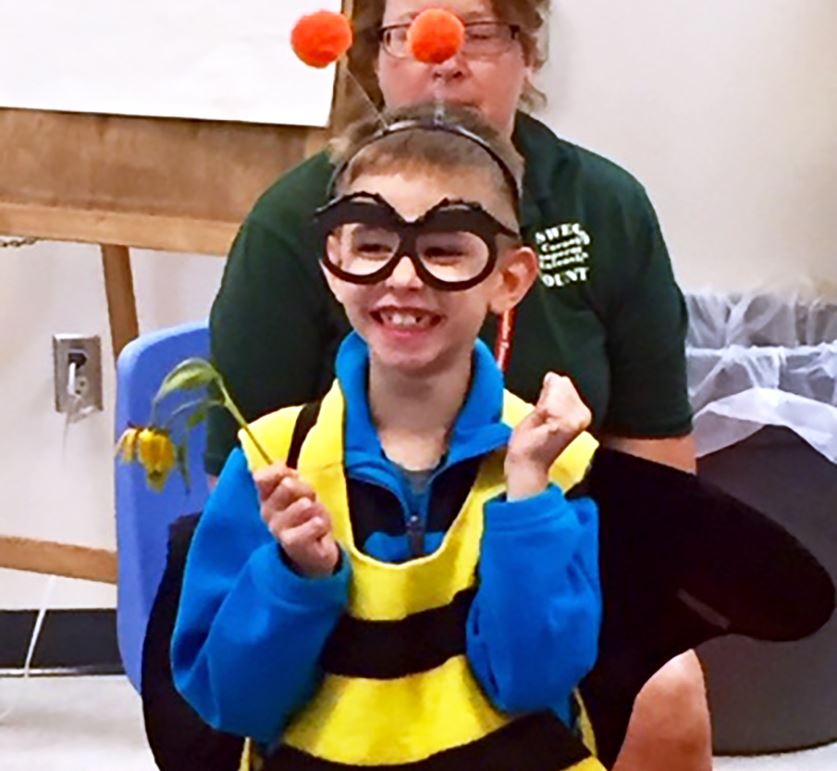 Boy dressed as bee. 